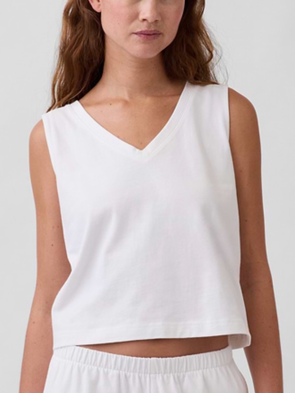 Gap Knit Crop Tank Top in White
